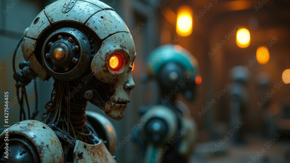 Fototapeta premium The street scene of robots