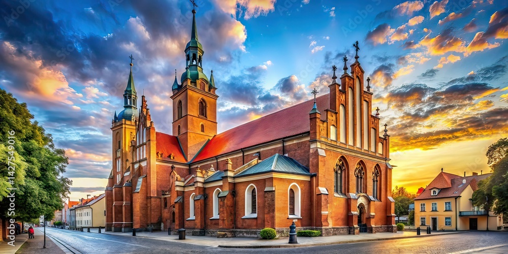 Obraz premium Neo-Gothic Church, Wrzesnia, Poland - Historic City Center