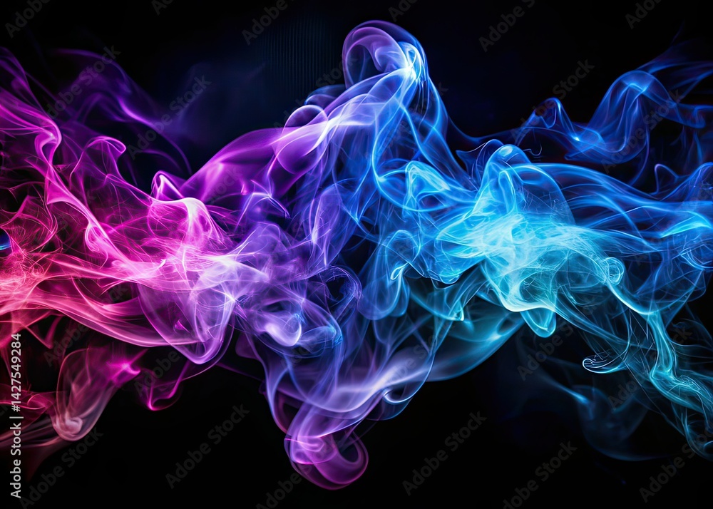 Obraz premium Neon Smoke Double Exposure - Abstract Purple Blue Jets