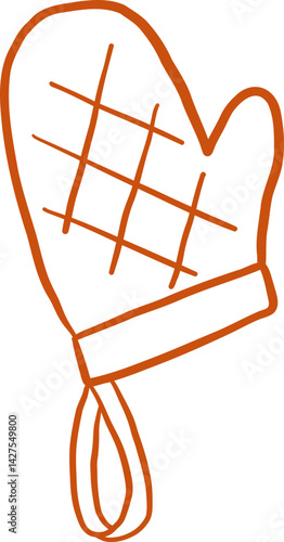 Hand Drawn Oven Mitt Outline