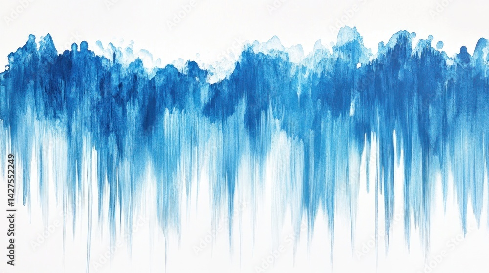 Fototapeta premium Abstract blue drips on white background