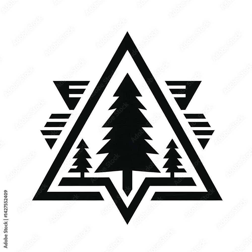 Obraz premium Geometric Pine Tree Vector Graphic suitable for brochure layout elements