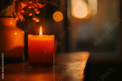 Warm Candlelight Glow in a Cozy Home Environment at Sunset
