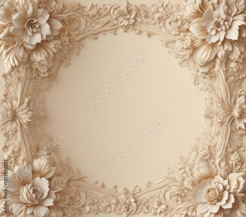 Cream backdrop, intricate floral motif, elegant design, delicate, home decor