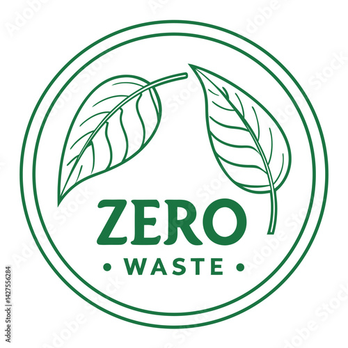 Zero Waste Symbol: Eco-Friendly Living, Sustainable Lifestyle Design.