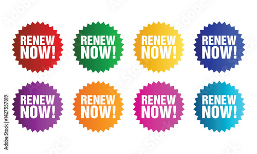 Renew now sticker vector template