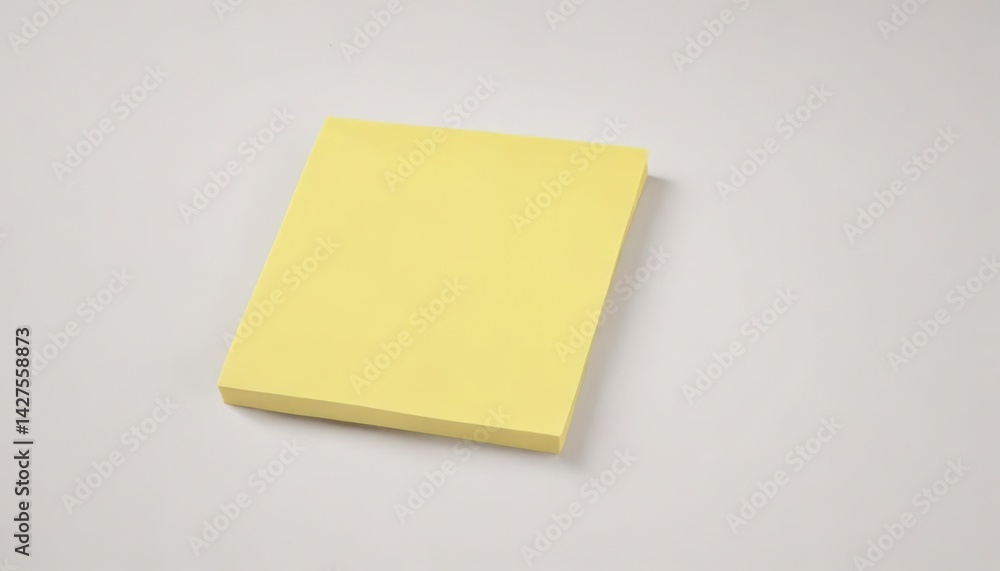 Close-up view of a single bright yellow sticky note Simple, clean white background , white background, design element Close-up view of a single bright yellow sticky note Simple, clean white background , white background, design element