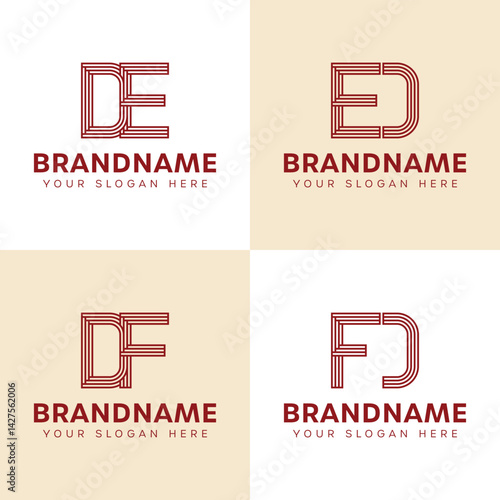 Letters DE ED DF FD Monogram Logo Set, for business with DE ED DF FD initials