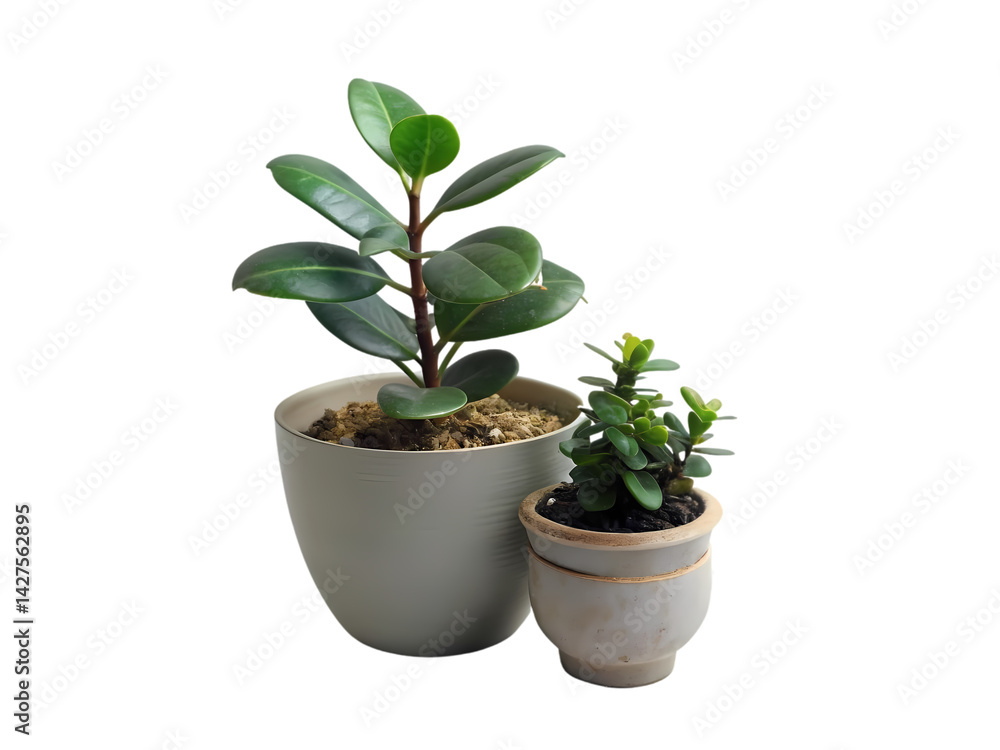 Two Potted Plants: Greenery in Small Pots Two Potted Plants: Greenery in Small Pots
