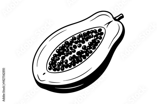 Silhouette of a papaya fruit half vector illustration