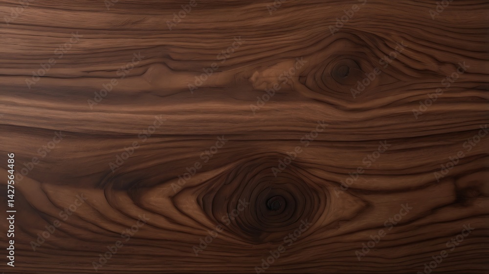 Close-up showcases a dark walnut wood texture with pronounced grain patterns, offering a natural Close-up showcases a dark walnut wood texture with pronounced grain patterns, offering a natural