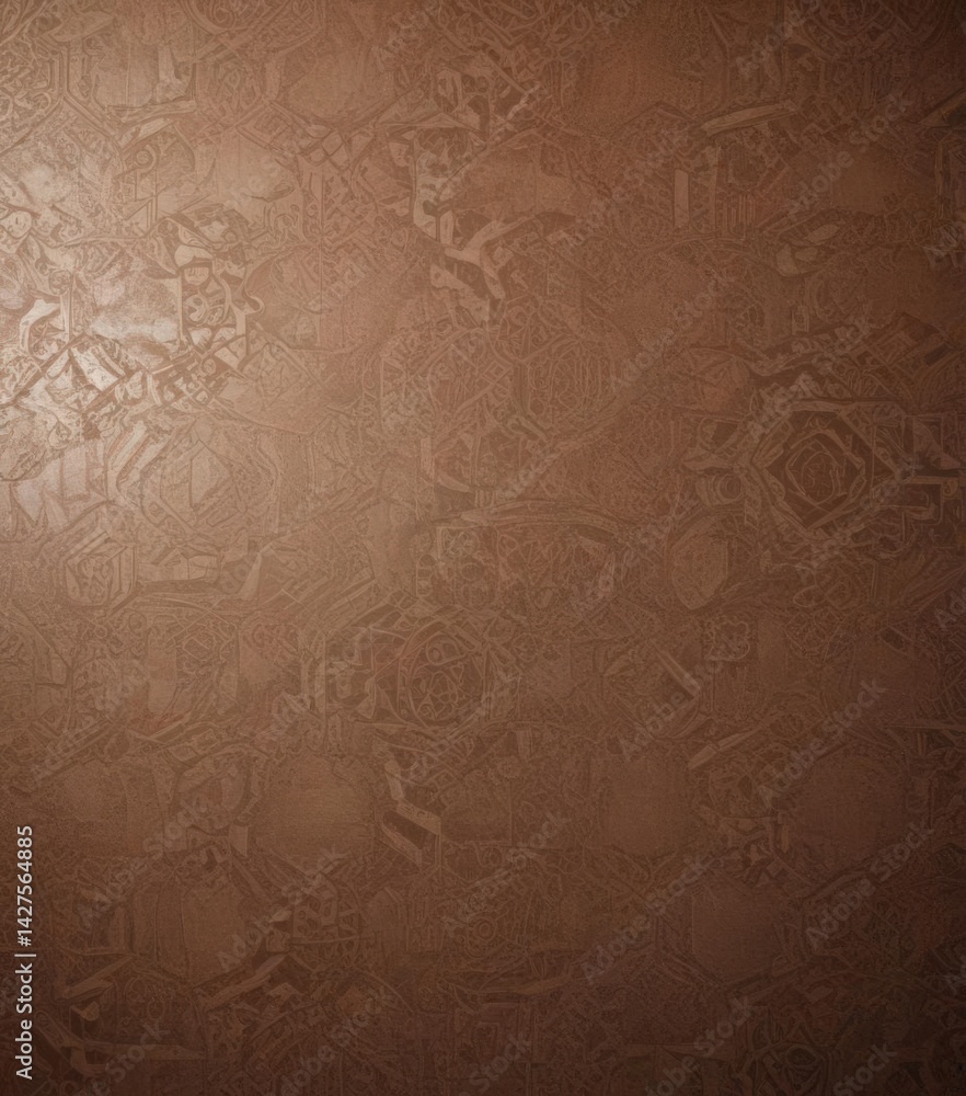 Faded brown wallpaper with intricate geometric design, peeling edges , vintage texture, shabby chic Faded brown wallpaper with intricate geometric design, peeling edges , vintage texture, shabby chic