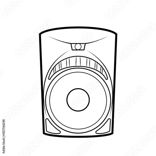 Line Art sound speakers, subwoofer icons, acoustic audio systems for concert or party equipment, home cinema stereo system