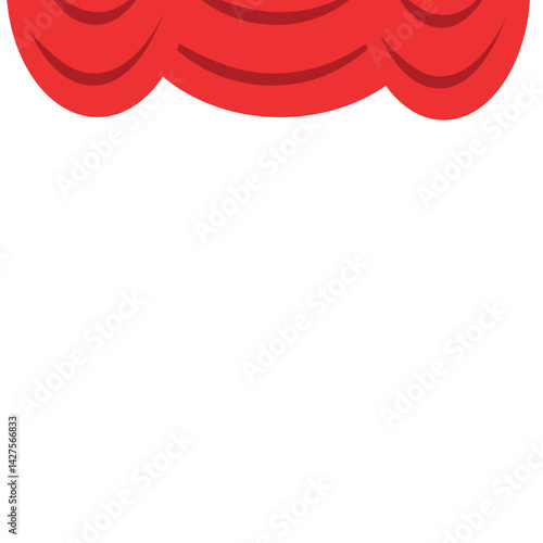 Red stage curtain with yellow scalloped valance and tied side drape, creating a neat and elegant look for performance backdrops or stage decoration.