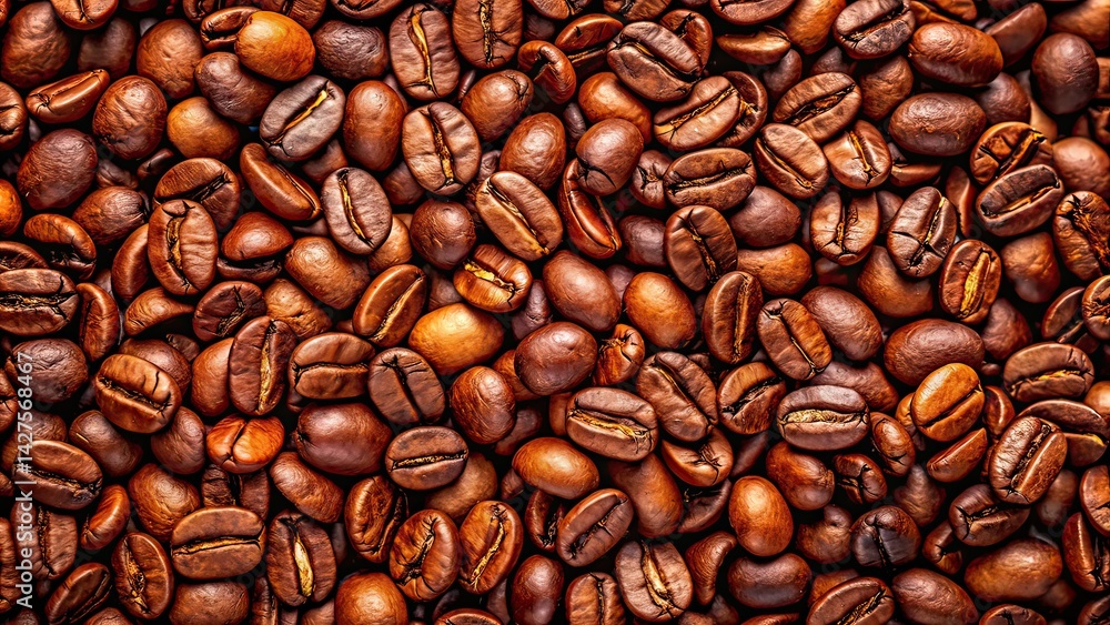 Rustic Coffee Beans Pattern, White Background, High-Resolution Rustic Coffee Beans Pattern, White Background, High-Resolution
