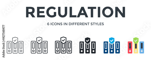 Regulation Icon In Different Style Vector Illustration. Designed In Thin Line, Regular Line, Bold Line, Glyph, Color Fill, And Flat Style Can Be Used For Web