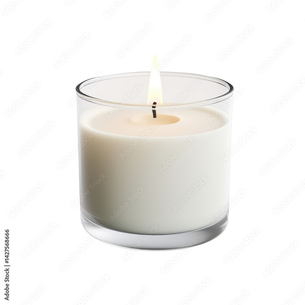Candle in white glass isolated on transparent white background, clipping path, pen tool Candle in white glass isolated on transparent white background, clipping path, pen tool