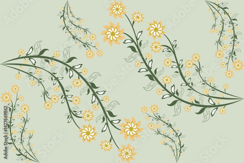 floral background with birds and flowers