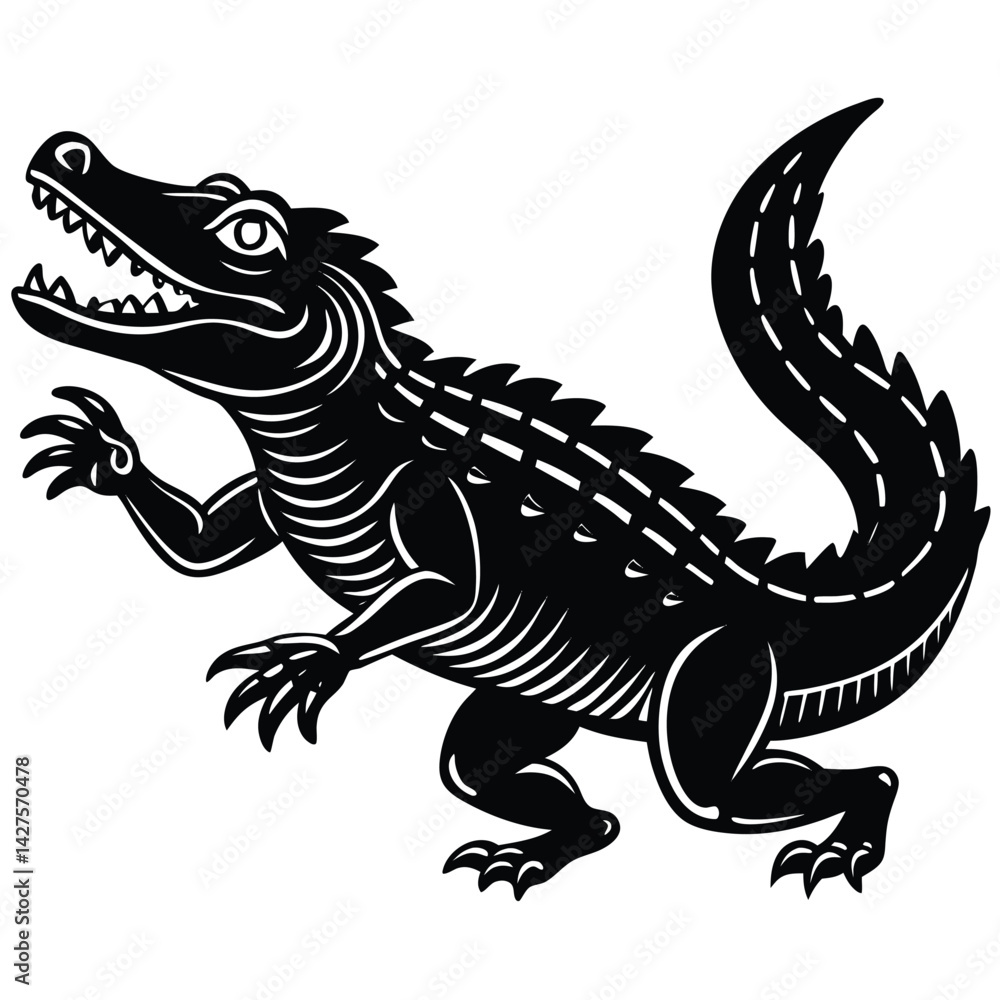 Fototapeta premium Stylized Black and White Alligator Illustration
