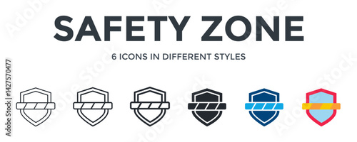 Safety Zone Icon In Different Style Vector Illustration. Designed In Thin Line, Regular Line, Bold Line, Glyph, Color Fill, And Flat Style Can Be Used For Web