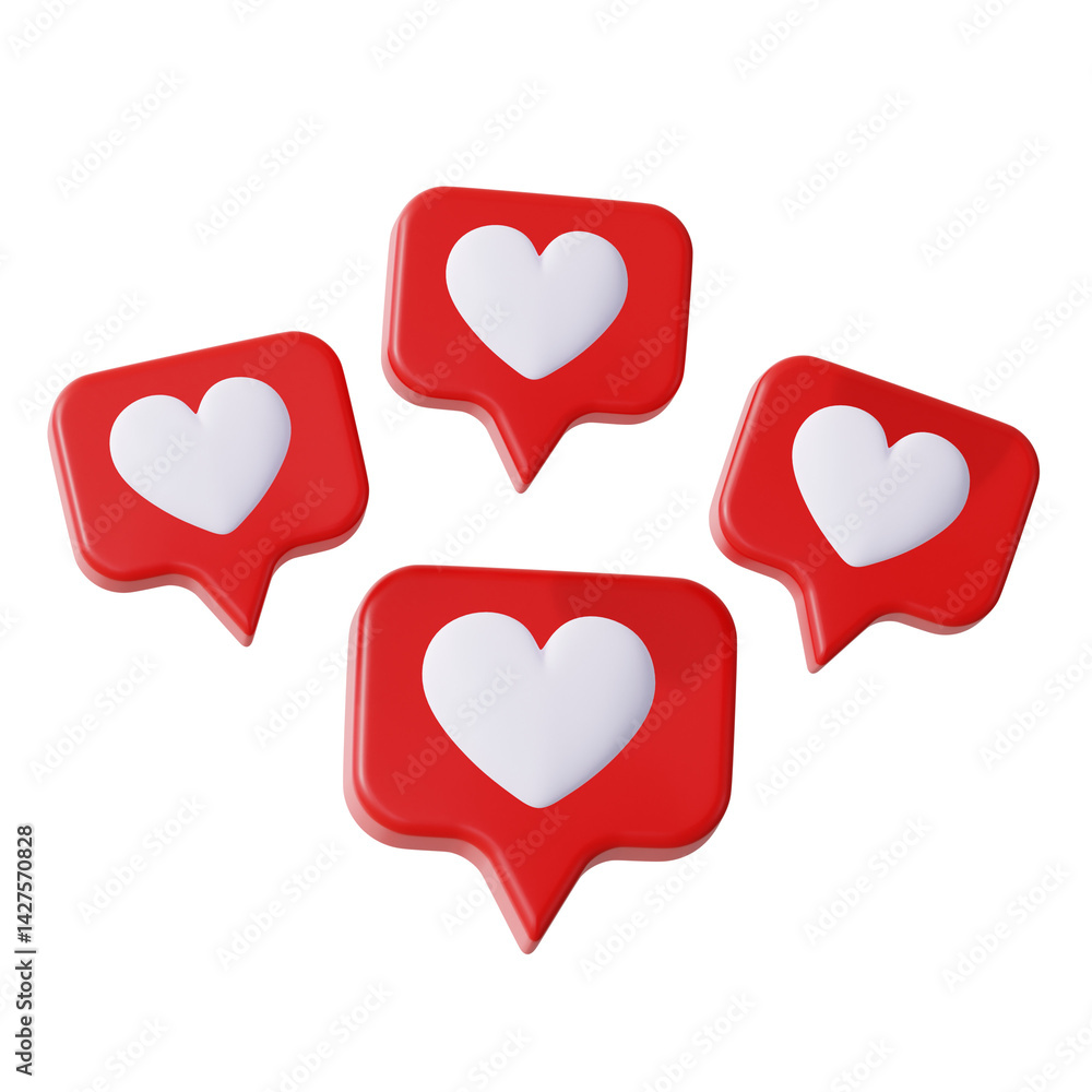 3D Hearts Bubble Chat Icon 3D Hearts Bubble Chat Icon