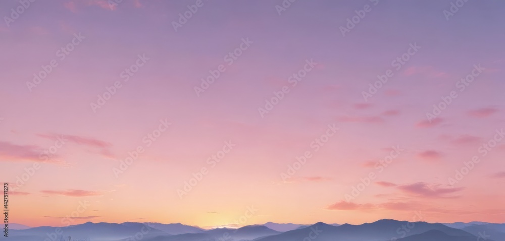Fototapeta premium Fuzzy pastel sunset sky gradient, soft pink, blue, yellow hues, abstract, peaceful