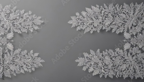 Intricate silver leaf lace border, soft backdrop ,  sophisticated,  motif,  border