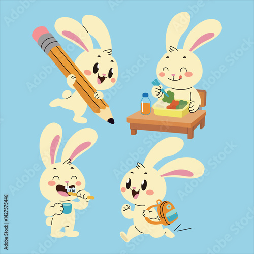 Bunny in the school illustration cartoon