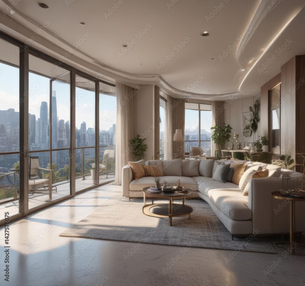 Fototapeta premium Luxurious condo unit, stunning architectural detail, breathtaking view , apartment, property