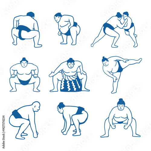 illustration hand draw sumo collection set