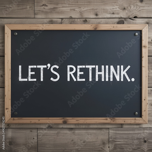 LET S RETHINK text on a chalkboard on the wooden background