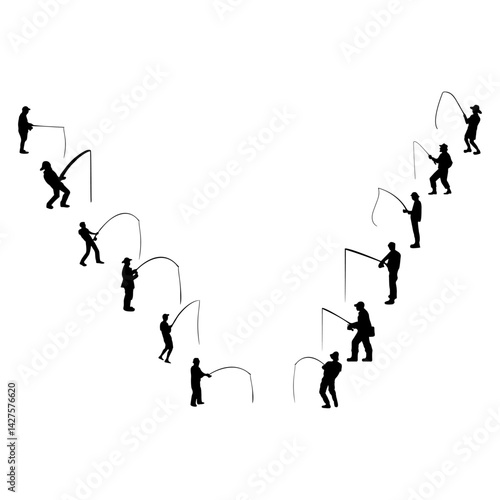 silhouette of a person fishing with a fishing rod