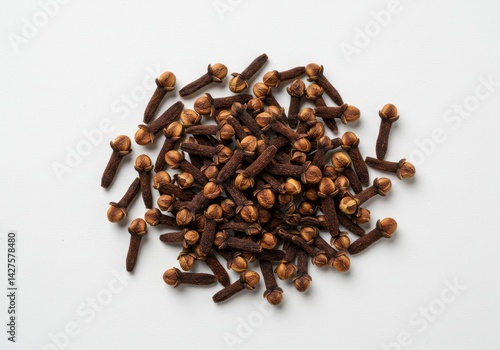 Wallpaper Mural A heap of dried cloves with visible stems and buds on a plain white surface in a close up shot view Torontodigital.ca