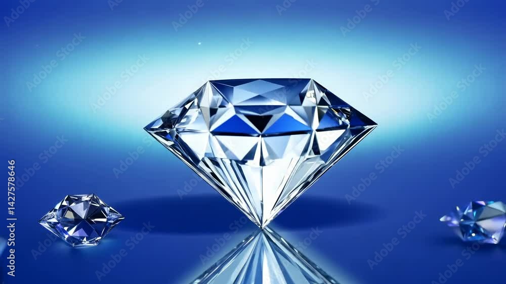 ダイヤモンドのクローズアップ / Close-Up of Diamonds on Blue Background5 ダイヤモンドのクローズアップ / Close-Up of Diamonds on Blue Background5