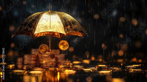 Wallpaper Mural Golden Umbrella Protecting Wealth in the Rain. Torontodigital.ca