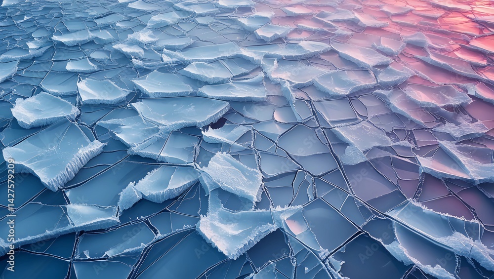 Obraz premium thick layer of cracked ice texture. Background for banner, backdrop or texture
