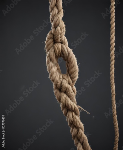 Overstretched rope, frayed edges, imminent failure,  degradation,  texture