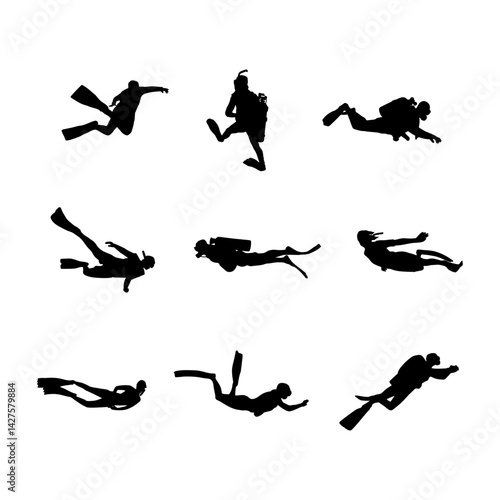silhouette free diver collection simple design