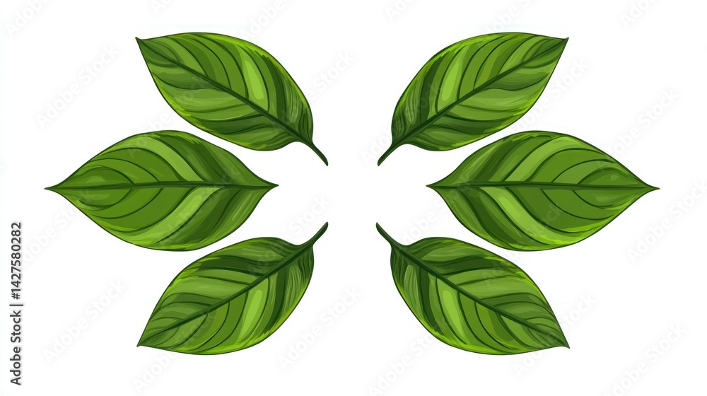 Symmetrical arrangement of vibrant green leaves Symmetrical arrangement of vibrant green leaves