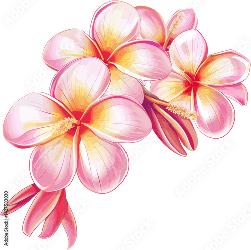 frangipani flower isolated on white. Vector illustration