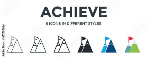 Achieve Icon In Different Style Vector Illustration. Designed In Thin Line, Regular Line, Bold Line, Glyph, Color Fill, And Flat Style Can Be Used For Web

