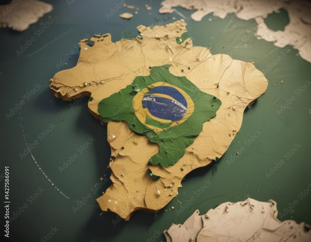 Stylized Brazil map with linked circles, showing national cohesion , visualization, geographic