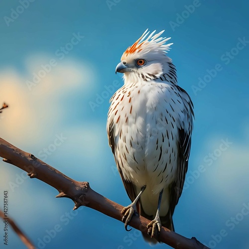 Secretary bird standing on a branch looking into the distance