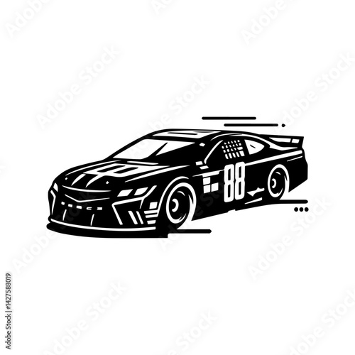 Stock car racing event icon with transparent background