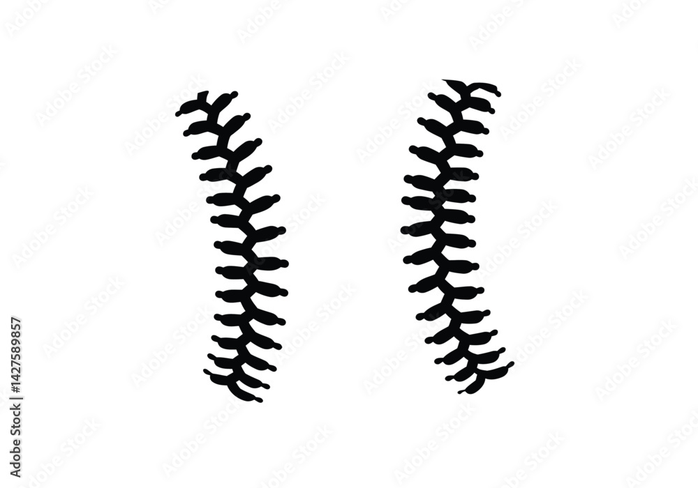 Baseball stitching silhouette. This image shows the silhouette of baseball stitching, which is the pattern of stitches found on a baseball. Vector clipart illustration design. Baseball stitching silhouette. This image shows the silhouette of baseball stitching, which is the pattern of stitches found on a baseball. Vector clipart illustration design.