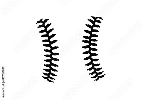 Baseball stitching silhouette. This image shows the silhouette of baseball stitching, which is the pattern of stitches found on a baseball. Vector clipart illustration design.