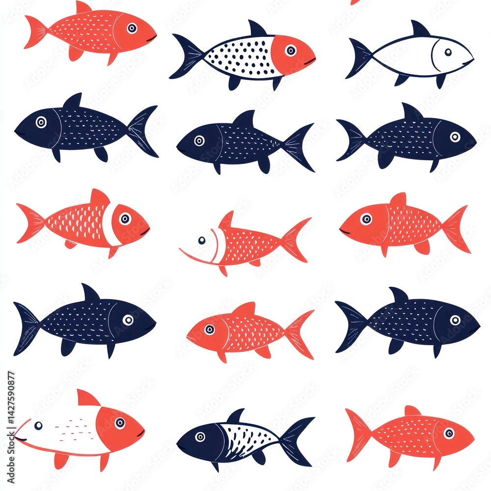 Naklejka premium Colorful fish pattern