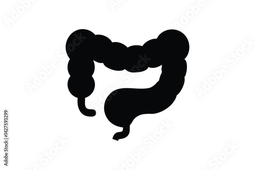 Intestine icon silhouette on white background