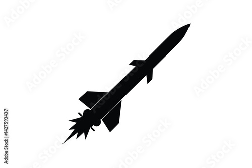 launching missile weapon silhouette on white background