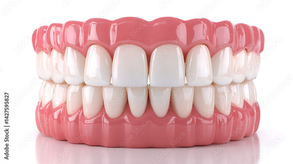 Fototapeta premium Realistic dental model showcasing upper and lower teeth in a clean, bright setting